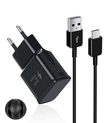 Swadaws Ladegerät mit Ladekabel Typ C 1.5 m Kompatibel mit Samsung Galaxy S20, S10, S10+, S10e, S9, S9+, S8, S8 Plus, Note 8, Note 9, Note 10, A50, A51, Kompatibles Ersatz EP-TA200 (Schwarz) von Swadaws