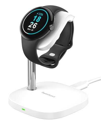 SwanScout Charger Stand for Google Pixel Watch 3/2 (Not for Google Pixel Watch 1), SwanScout 505G2, Magnetic Fast Charging Dock for Pixel Watch 3/Pixel Watch 2 (Weiß) von SwanScout