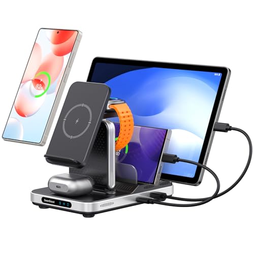 SwanScout 5-in-1 Ladestation für Samsung Geräte, Wireless Ladegerät für Samsung S25/S24/S23/S22-Serie, Galaxy Watch Ultra/7/6/5/4, Galaxy Buds, für Galaxy Tab/iPad/Switch, Modell 901S von SwanScout
