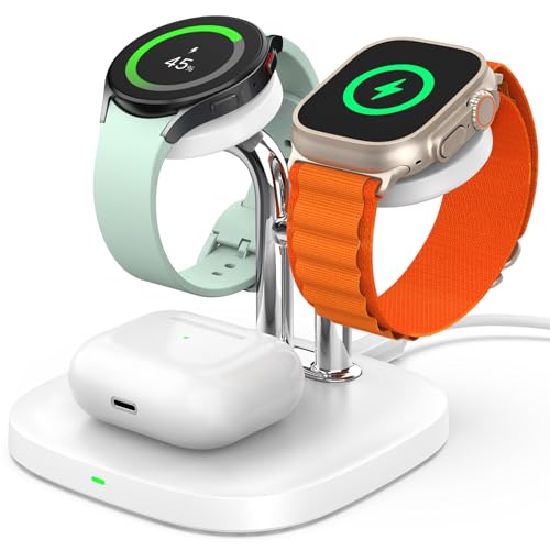SwanScout Watch Ladestation, die Linke Seite ist nur für Samsung Watch Serien Geeignet, die Rechte Seite ist nur für Apple Watch Serien Geeignet (Ohne Adapter), SwanScout 704D von SwanScout