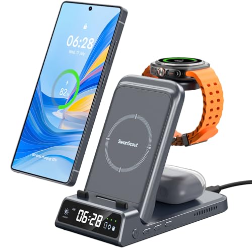SwanScout Induktive Ladestation für Samsung S25 Ultra, SwanScout 703S, 3 in 1 Wireless Charger für Samsung S25/S25+/S24/S23/S22/Z Fold 6, Ladegerät für Galaxy Watch Ultra/7/6/5/4/3 & Buds (No Adapter) SwanScout Induktive Ladestation für Samsung S25 Ultra, SwanScout 703S, 3 in 1 Wireless Charger für Samsung S25/S25+/S24/S23/S22/Z Fold 6, Ladegerät für Galaxy Watch Ultra/7/6/5/4/3 & Buds (No Adapter) von SwanScout