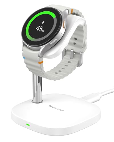 SwanScout Ladeständer für Samsung Watch, Schnelles Aufladen für Samsung Galaxy Watch 7/Ultra/6/6 Classic/5/5 Pro/4/3/Active 2, SwanScout 505S (Weiß) von SwanScout