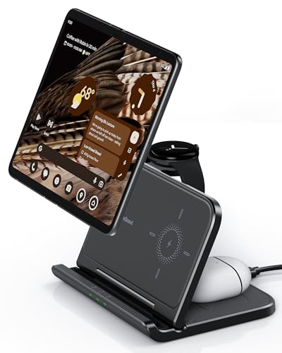 SwanScout Ladestation für Google Pixel Fold, Faltbare 3-in-1 Ladegerät für Google Pixel Fold/Galaxy Z Fold, Induktive Ladestation für Pixel Watch 1 und Pixel Buds Pro/Galaxy Buds (ohne Adapter) von SwanScout