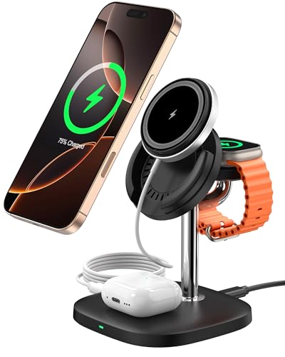 SwanScout Wireless Charger für iPhone und Apple Watch, Magnetisches Ladegerät für iPhone 16/15/14/13/12 Serie, für Apple Watch Ultra 2/9/8/7/6/5/4/3/2/SE 2, AirPods, Modell 711M (ohne Adapter) SwanScout Wireless Charger für iPhone und Apple Watch, Magnetisches Ladegerät für iPhone 16/15/14/13/12 Serie, für Apple Watch Ultra 2/9/8/7/6/5/4/3/2/SE 2, AirPods, Modell 711M (ohne Adapter) von SwanScout