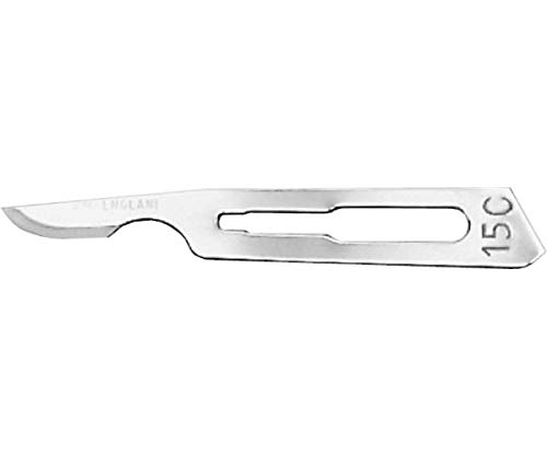 Swann Morton Sterilisierte Skalpelle aus Karbonstahl, für Kunsthandwerk, # 12, 13, 15, 15A, 15C, 15T, 16, 18, 19, 22, 24 (Nr. 15C) von Swann-Morton