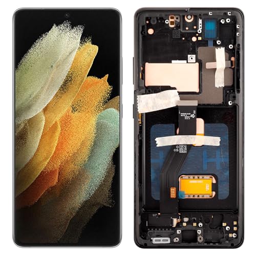 SwarKing OLED Digital Display Ersatz kompatibel mit für Samsung Galaxy S21 Ultra 5G G998 G998B G998U (Schwarz mit Rahmen) LCD Display Touch Screen Digitizer Montage mit Reparaturwerkzeug-6.8inch von SwarKing