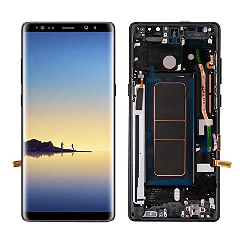 SwarKing Super Amoled kompatibel mit Samsung Galaxy Note 8 (Schwarz mit Rahmen, LCD-Display, Touchscreen-Montage mit werkzeugen von SwarKing