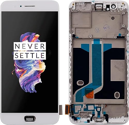 SwarKing TFT Display kompatibel mit OnePlus 5 LCD Touch Screen Digitizer (Weiß mit Rahmen) Ersatzteile mit kostenlosen Werkzeugen von SwarKing