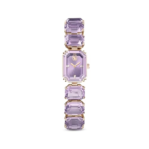 Swarovski Uhr, Armband mit Oktagon-Schliff, Violett, Champagne-vergoldetes Finish von Swarovski