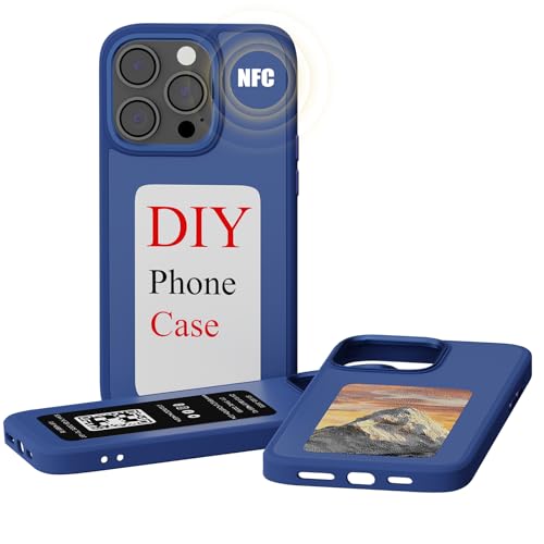 SweeLe Digitale Handyhülle für iPhone 15 PRO MAX mit editierbarem E-Tintenbildschirm, Bilder-/Foto-Hülle, NFC-Digital-Porträtkunst, keine Fingerabdrücke, 1 Stück (Blau) von SweeLe