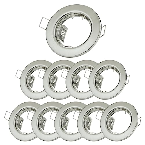 Sweet Led Einbaustrahler GU10 10er Set – Deckenspots Ø55 mm 230V rund – Einbaurahmen Metall Chrom gebürstet inkl. Fassung – geeignet für LED und Halogen Sweet Led Einbaustrahler GU10 10er Set – Deckenspots Ø55 mm 230V rund – Einbaurahmen Metall Chrom gebürstet inkl. Fassung – geeignet für LED und Halogen von Sweet Led