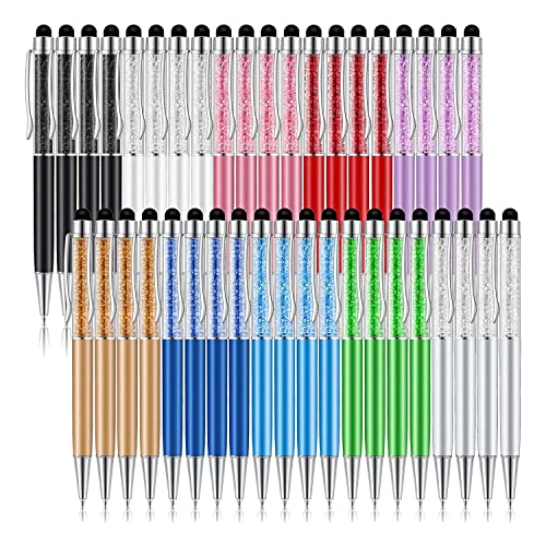 Sweetness 40 StüCk Kristallkugelschreiber Bulk Shiny 2 in 1 Slim Crystal Diamond Screen Stylus Schwarze Geltinte Kugelschreiber Glitter Pen von Sweetness