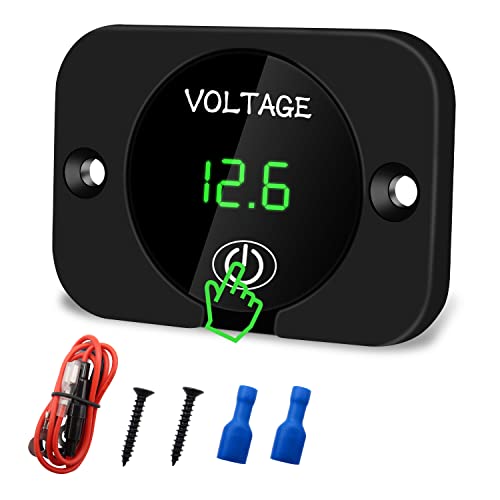 Sweetone DC 12V 24V LED Digital Voltmeter, 12V Auto Digital Voltmeter, Wasserdichtes Display Spannungsmesser mit Touch-Schalter, Spannungsanzeige für Auto Marine Motorrad Wohnmobile LKW von Sweetone