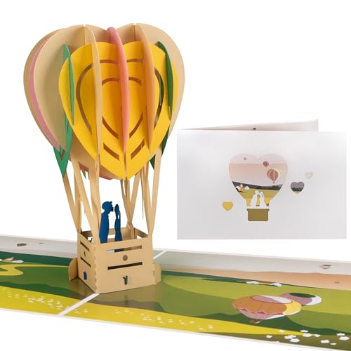 Sweetpopup® 3D Pop Up Karte Für Liebe | Edles Metallic-Papier & inkl. Notizkarte | Klappkarte Paar & Herzen Heißluftballon 038 von Sweetpopup