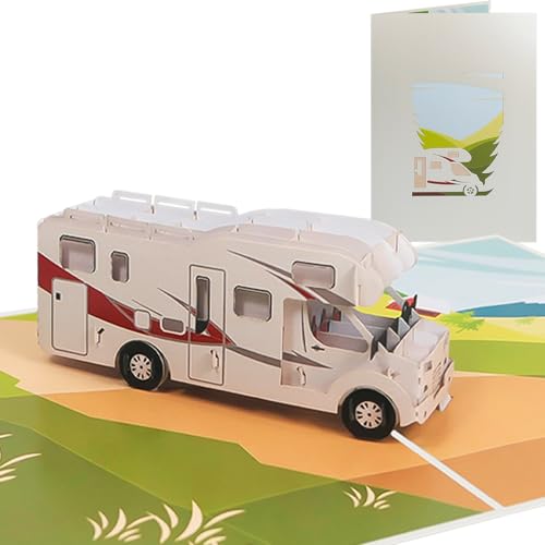 Sweetpopup® 3D Pop Up Karte Geschenkkarte Wohnmobil | Premium Metallic-Papier & inkl. Notizkarte | Klappkarte Camping, Camper 059 von Sweetpopup