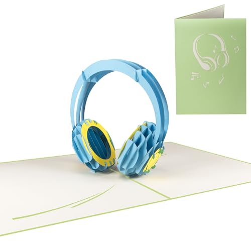 Sweetpopup® 3D Pop Up Karte Glückwunsch | Filigran Handgefertigt | Klappkarte Kopfhörer/Headphone, 092 von Sweetpopup