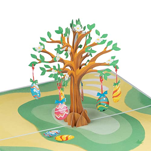 Sweetpopup® 3D Pop Up Osterkarten | Handgemacht & Notizkarte inkl. | Aufklappbarer Osterbaum & Ostereier, 098z von Sweetpopup