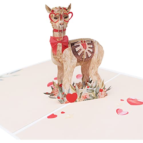 Sweetpopup® Pop Up Karte Herzen Liebe Glückwunschkarte Geschenkkarte Gutscheinkarte Geburtstag Muttertag Valentinstag - 3D Alpaka/Llama, 048z von Sweetpopup