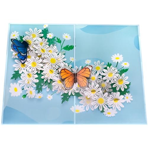 Sweetpopup [NEU] Handgemachte Pop Up Karte Blumen | Filigran & inkl. Notizkarte | Aufklappbare Schmetterlinge & Gänseblümchen, 087 von Sweetpopup
