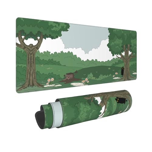 Sweetshow Großes Gaming-Mauspad, Größe XL, 80 x 30 cm, niedlicher Katzenbaum, Blume, Himmel, Kawaii-Design, Gaming-Mauspad, erweitert, große Laptop-Tastatur, Schreibtischmatte, rutschfeste von Sweetshow