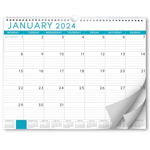 S&O Blue Business Wandkalender von Januar 2024 bis Juni 2025 – Abreißbarer Monatskalender – akademischer 18-Monats-Wandkalender – Kalender zum Aufhängen mit 12-Monats-Mini-Kalendern – 34,8 x 26,7 cm von Sweetzer & Orange