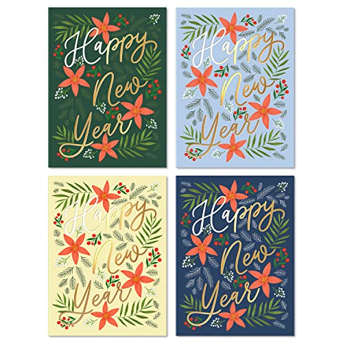 Sweetzer & Orange Neujahrskarten mit Umschlägen. 24 Stück Box mit Weihnachtskarten. Dicke Notizkarten und Umschläge, 300 g/m² Grußkarten mit Umschlägen (120 g/m²). Happy Holidays and Thank You-Karten von Sweetzer & Orange