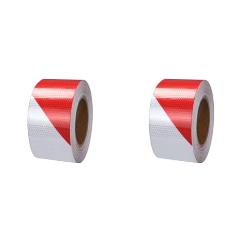 Sweieoni Warnaufkleber Reflektorband Selbstklebend Klebeband Rot Weiß Warnmarkierung Klebeband Reflektierend Auto Reflektierendes Sicherheitsband für Sicherheit Warnung (Packung mit 2) von Sweieoni