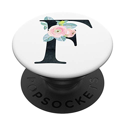 Anfangsbuchstabe F mit Aquarell Blumen auf Weiß PS20024 PopSockets PopGrip: Ausziehbarer Sockel und Griff für Handys/Tablets mit Tauschbarem Top von Swesly Mobiltelefon