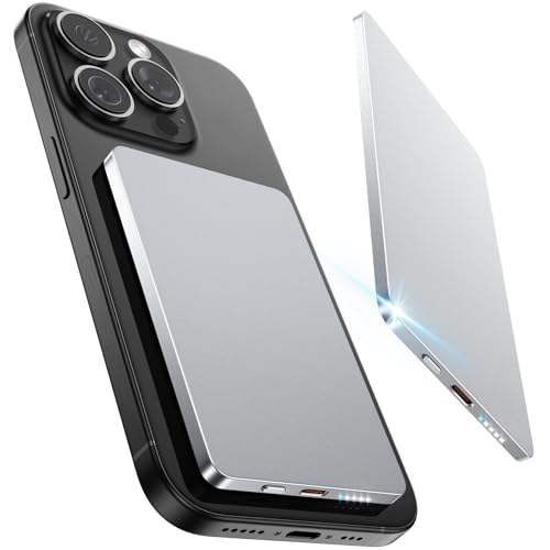5000mAh für Magsafe Powerbank Mini 22,5W Power Bank USB C in Out Schnellaufladung, Wireless Magnetische Akkupack, Kabellose Externe Handyakkus für iPhone 16/ Plus/Pro/Pro Max/ 15/14/ 13/12 Grau 5000mAh für Magsafe Powerbank Mini 22,5W Power Bank USB C in Out Schnellaufladung, Wireless Magnetische Akkupack, Kabellose Externe Handyakkus für iPhone 16/ Plus/Pro/Pro Max/ 15/14/ 13/12 Grau von Swetfela