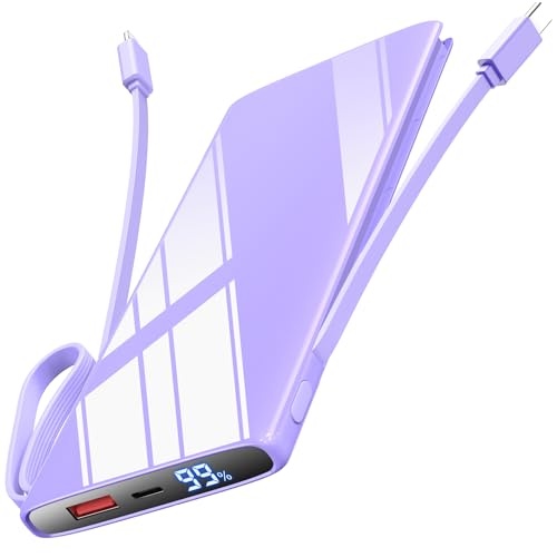 Swetfela Power Bank, 10000mAh PD 30W Powerbank Mini, Externer Handyakkus mit USB C Input Output Kabel LED Display, Akkupack für iPhone 16 15 14 13 12 Plus Pro Max Samsung pad Huawei xiaomi, Violett Swetfela Power Bank, 10000mAh PD 30W Powerbank Mini, Externer Handyakkus mit USB C Input Output Kabel LED Display, Akkupack für iPhone 16 15 14 13 12 Plus Pro Max Samsung pad Huawei xiaomi, Violett von Swetfela