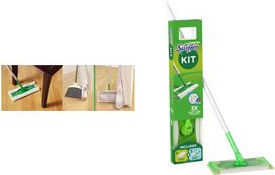 Swiffer Starter-Set Bodenwischer, Trocken-/Nass-Wischtücher Stab mit flexiblen Drehkopf, Set bestehend aus: - 1 Stück (8001090630612) von Swiffer