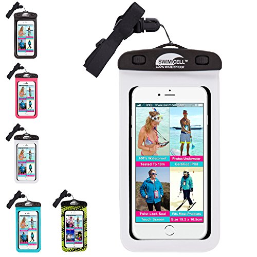 Swimcell - wasserdichte Schutzhülle für Handy, iPhone 6, 7 Plus, iPad, Tablet, Samsung Tab, Kindle, MP3-Player, Kamera, Schlüssel, Geldbeutel, Reisepass. Hochwertige Tasche. Geprüft nach IPX8. Bis zu 10m unter Wasser schwimmen., PVC, weiß, Large Phone 10cm x 19cm Swimcell - wasserdichte Schutzhülle für Handy, iPhone 6, 7 Plus, iPad, Tablet, Samsung Tab, Kindle, MP3-Player, Kamera, Schlüssel, Geldbeutel, Reisepass. Hochwertige Tasche. Geprüft nach IPX8. Bis zu 10m unter Wasser schwimmen., PVC, weiß, Large Phone 10cm x 19cm von SwimCell