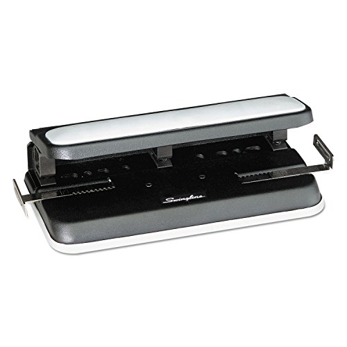 Swingline 2–7 Locher, verstellbar, strapazierfähig, leicht zu berühren, 32 Blatt Stanzkapazität, schwarz/grau (74300) von Swingline