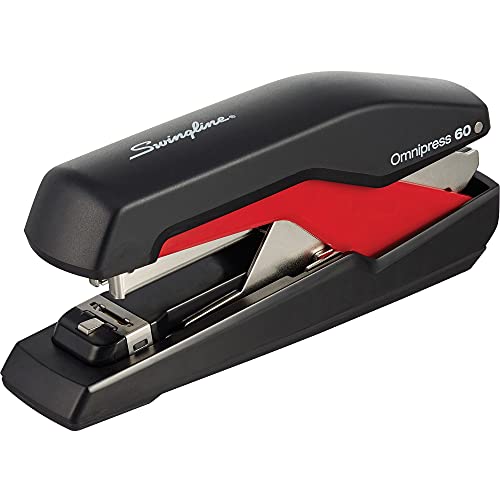 Swingline Hefter, Omnipress 60 Heftgerät, Press Anywhere for Easier Use", 60 Blatt Kapazität, schwarz/rot (5000591A) von Swingline