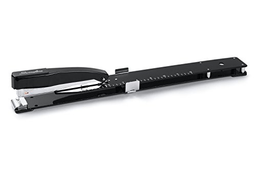 Swingline Robuster Hefter mit integriertem Lineal und verstellbarer Verriegelungspapierführung, Schreibtisch-Oberseite, lange Reichweite, Heftgerät für Heimbüro, Heftklammern bis zu 20 Blatt Büropapier, schwarz (S7034121P) von Swingline