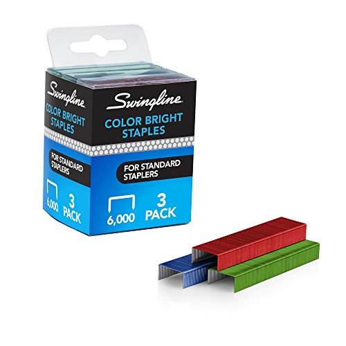 Swingline farbige Heftklammern, Standard, 0,64 cm Länge, farbige Heftklammern 1 Pack-6000/Box rot/blau/grün von Swingline