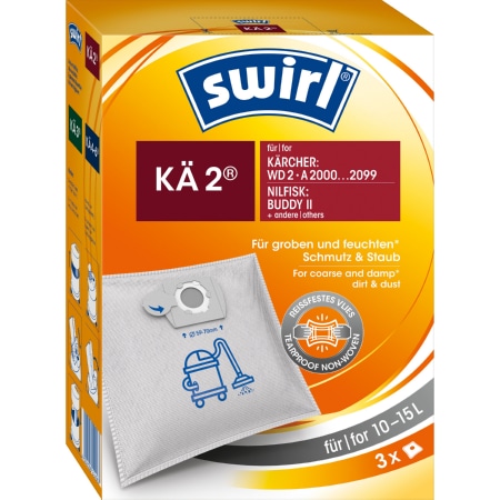 KÄ 2 (VE3)  - Staubbeutel Nass/Trocken für Kärcher/Nilfisk KÄ 2 (Inhalt: 3) von Swirl