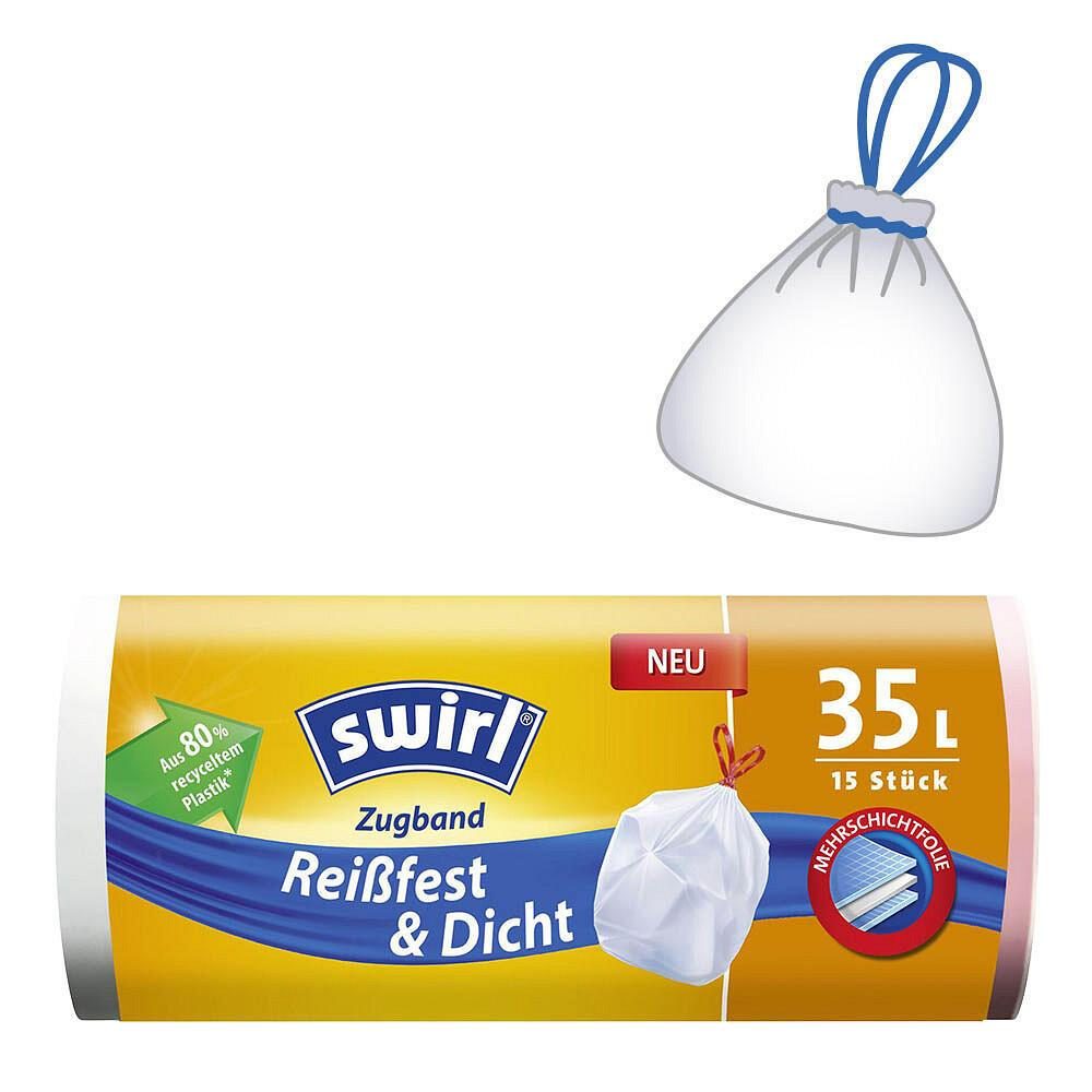 Swirl® Müllbeutel mit Zugband, 15 Stück - weiß von Swirl