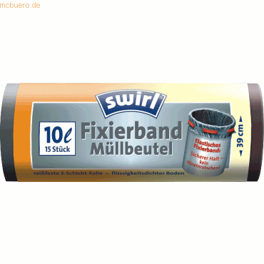 Swirl Müllbeutel 10l mit Fixierband anthrazit VE=15 Stück Swirl Müllbeutel 10l mit Fixierband anthrazit VE=15 Stück von Swirl