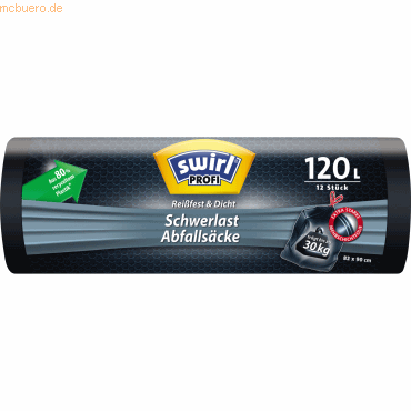 Swirl Schwerlast-Abfallsack Profi 120l schwarz 12 Stück von Swirl