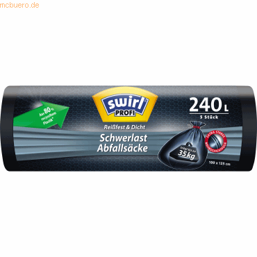 Swirl Schwerlast-Abfallsack 240l schwarz 5 Stück Swirl Schwerlast-Abfallsack 240l schwarz 5 Stück von Swirl