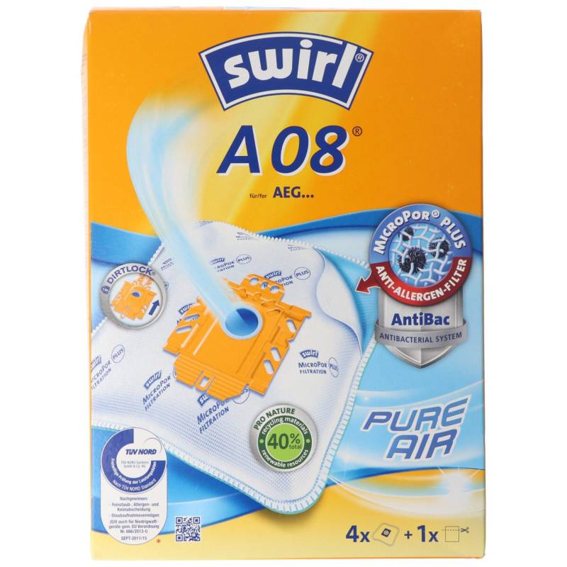 Swirl Staubsaugerbeutel A08 (A09) MicroPor Plus für AEG Staubsauger von Swirl