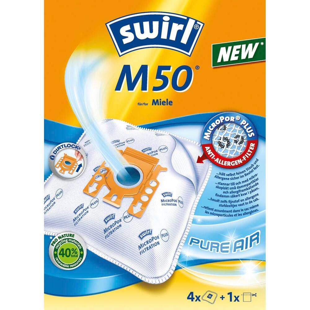 swirl® MicroPor® Plus M 50 Staubsaugerbeutel - 4 Stück + 1 Filter von Swirl
