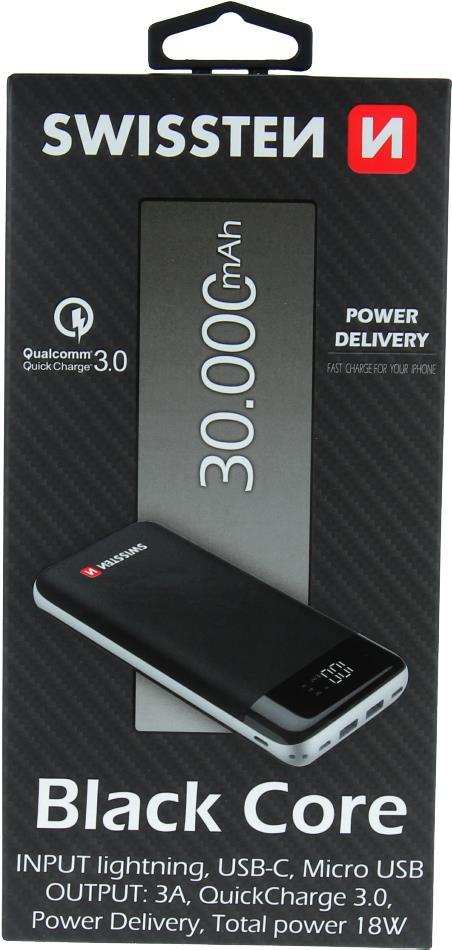 Swissten 22013929 Powerbank Lithium Polymer (LiPo) 30000 mAh Schwarz - Weiß (22013929) von Swissten