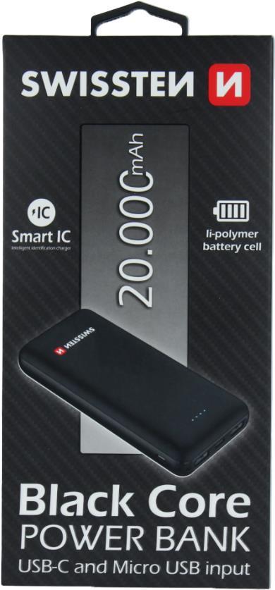 Swissten Black Core Power Bank, 20000mAh, black, Blister (22013928) von Swissten