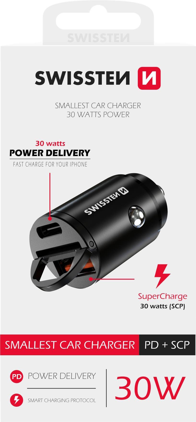 Swissten CL POWER DELIVERY USB-C+ SUPER CHARGE 3.0 30W NANO SCHWARZ - Kabel - Digital/Daten (20111770) von Swissten