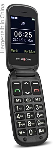 swisstone BBM 625 GSM-Mobiltelefon mit großem beleuchteten 6 cm (2,4 Zoll) Farbdisplay und zusätzlichem Außendisplay (Kamera/Bluetooth/Notruftaste/Micro-SD), silber/schwarz von Swisstone