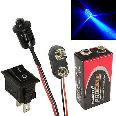 Switch Electronics Blinkende blaue Auto-Attrappe Fake Alarm LED + PP3 Stecker + Schalter + Batterie von Switch Electronics