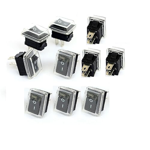 Switian 10 Stück Mini Kippschalter SPST 3A 250V/6A 125V AC, 2 Pin Ein/Aus Wippenschalter mit Schutzkappe - Schwarz, für Auto Boot Haushaltsgeräte, Snap-In Montage von Switian