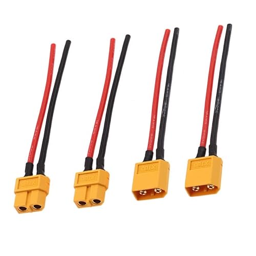 Switian 2 Paar XT60 Stecker Männlich/Weiblich mit 10cm 14AWG Silikonkabel | Hochtemperatur-Beständig 200°C | wasserdichte RC Steckverbinder für Lipo Akku, Drohnen, Modellbau & RC Fahrzeuge Switian 2 Paar XT60 Stecker Männlich/Weiblich mit 10cm 14AWG Silikonkabel | Hochtemperatur-Beständig 200°C | wasserdichte RC Steckverbinder für Lipo Akku, Drohnen, Modellbau & RC Fahrzeuge von Switian